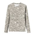 thumbnail image 5 of Pompotops Femmes Dames Col Rond Hauts Amples Décontractés T-Shirts Imprimés Blouse à Manches Longues en Solde, 5 of 5