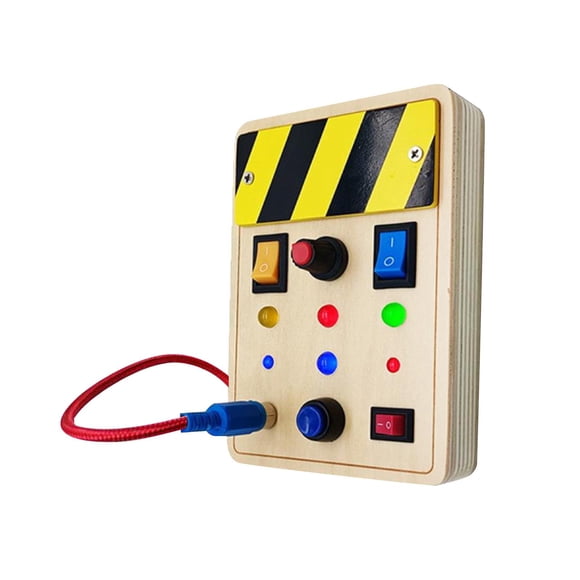 HILABEE Montessori Toy Lights Switch Toys Sensory Board Educational Cognition Game Sensory Toys Wooden Busy Board for Preschool Kids Indoor Play Game