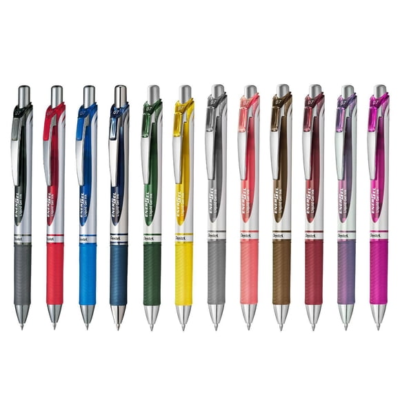 EnerGel Rétractable Stylo à Encre Gel, 0,7mm, Couleurs Assorti, paquet de 12