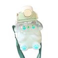 thumbnail image 1 of Cute Rabbit Water Bottle with Straw Large Capacity Plastic Drinking Bottle with Adjustable Shoulder Strap for Camping Sports Travel Picnic, 1 of 10
