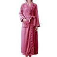 thumbnail image 4 of Women'S Double Pocket Flannel Bathrobe Soft And Warm Double Faced Velvet Bathrobe Pajamas And Home Wear Bathrobe Robe, 4 of 6