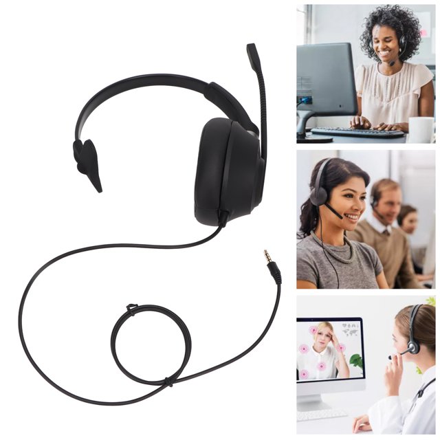 Telephone Headset, Plug And Play Noise Reducing Business Headset Comfortable Wearing For Call Centers For Office