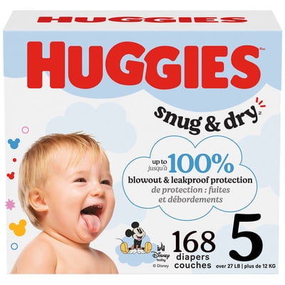 Huggies Snug & Dry Baby Diapers, Size 3 (16-26 lbs), 168 Count