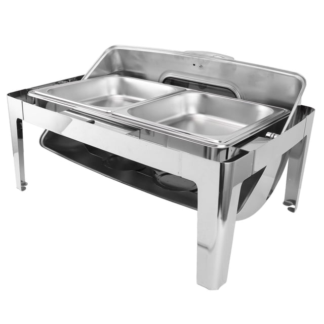Chafing Dish Rectangular Visible Glass Straight Leg Chafer Warmer for Heated for Cooking Restaurant Rectangle Dinner Stove Lid for Hotel Buffet Restaurant