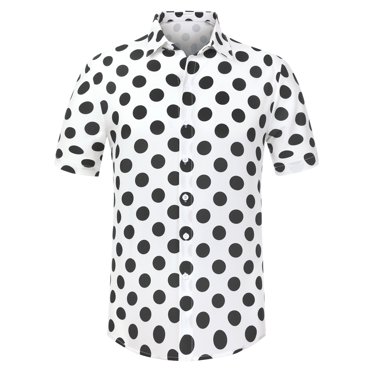 INSPIRE CHIC Chemise à Pois d'Été pour Homme pour la Rentrée, Boutonnée, Manches Courtes, Motif, Chemises TG Blanc