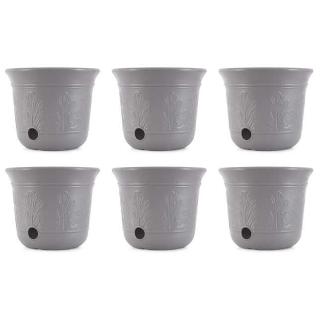 Suncast CPLHPL100 Pot de Tuyau de Jardin en Résine Robuste de 5 Gallons pour Tuyau Extensible de 300 Pieds, Gris (Lot de 6)
