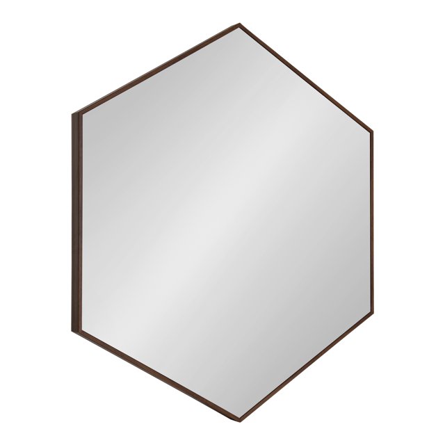 Kate and Laurel Rhodes Miroir Mural Hexagonal à 6 Côtés, 30,75 X 34,75 Brun Noyer