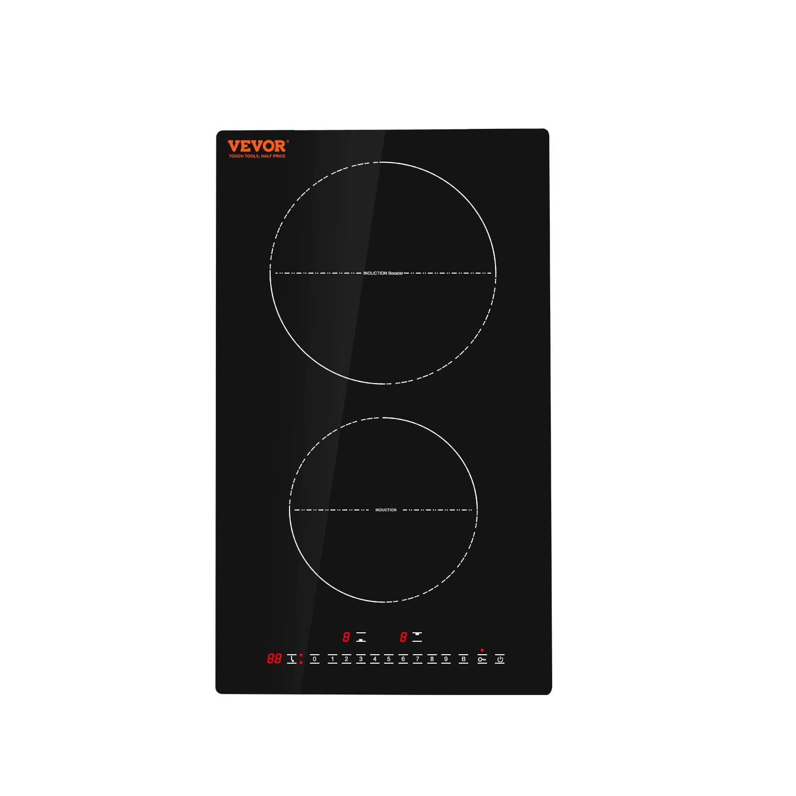 VEVOR Electric Cooktop, 2 Burners, 12'' Induction Stove Top, Built-in Magnetic Cooktop 3000W, 9 Heating Level Multifunctional Burner, LED Touch Screen w/ Child Lock & Over-Temperature Protection
