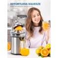 thumbnail image 3 of Electric Citrus Juicer Squeezer, Powerful Orange Juicer with Zine Alloy Die Casting Shell, Luxury Citrus Squeezer with Two Interchangeable Cones for Oranges of any Size, 3 of 6