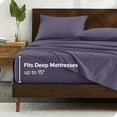 thumbnail image 4 of Bare Home Organic Percale Sheet Set - 300 Thread Count - 100% Organic Cotton - Split King, Dusty Purple, 4 of 7