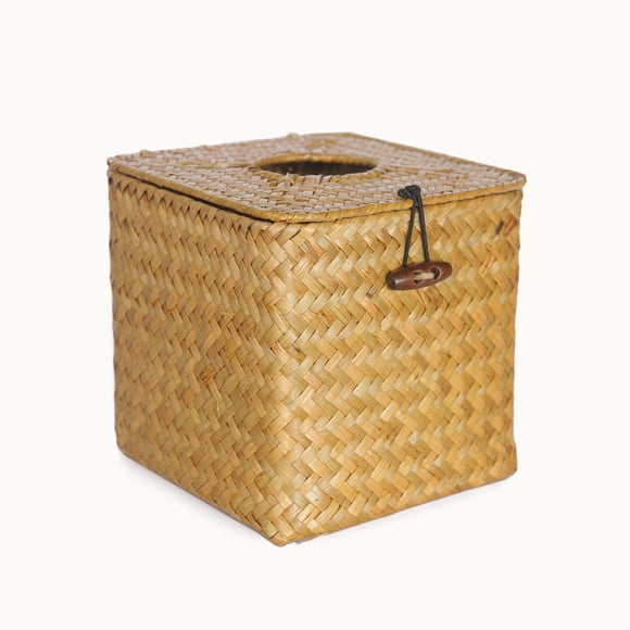 yulier Tissue Box Cover Square, Woven Tissue Holder, Decorative Napkin Holder for Bathroom Kitchen Living Room, Home Office Car Tissue Box