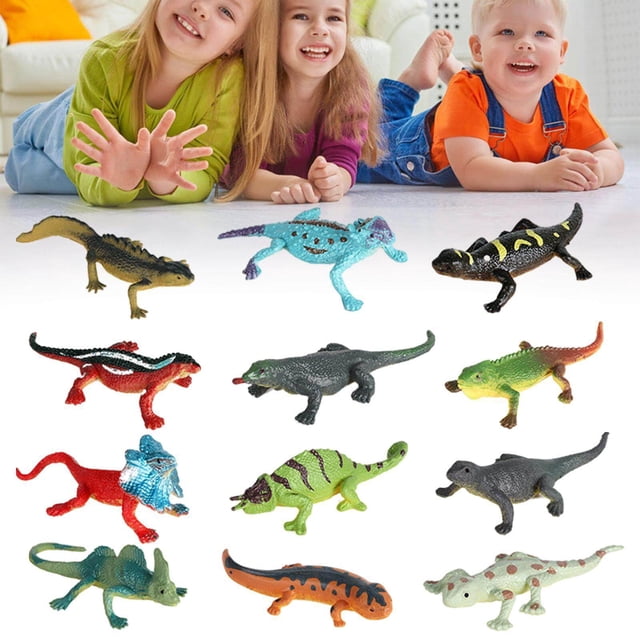 12 Pcs Figurines d'Animaux Réalistes Figurines pour Accessoires de Collection Jouets Amusants Fournitures de Fête Sauvages Lézard