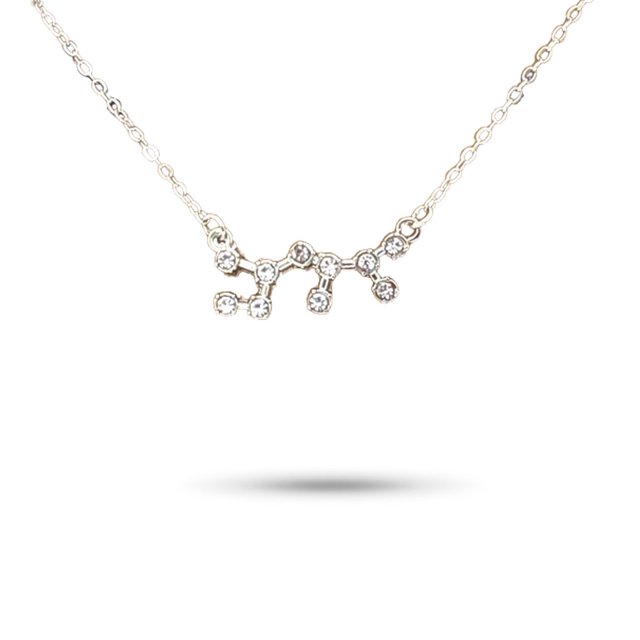 Ins Constellations Theme Friendship Necklace Rhinestone Comfortable Delicate with Display Card Pendant for Lover Festival Gifts Sagittarius Silver