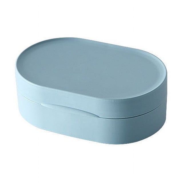 EGNMCR Travel Soap Box With Lid Mini Portable Soap Box made of durable silicone, ideal for travel and countertop use. The compact soap dish features a tight-sealing lid to prevent leaks and spills, keeping soap dry and fresh. Its sleek, modern design complements bathroom or travel settings, and it can also store small items like jewelry or medication. Dishwasher safe for easy cleaning.
