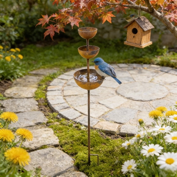 HBYJLZYG Small Animals Drinking Water Feeding Cups for Butterflies & Bees, Rustproof Metal Colorful Water Stations, Reusable Outdoor Bathtubs for Courtyard, Garden, Lawn, Patio
