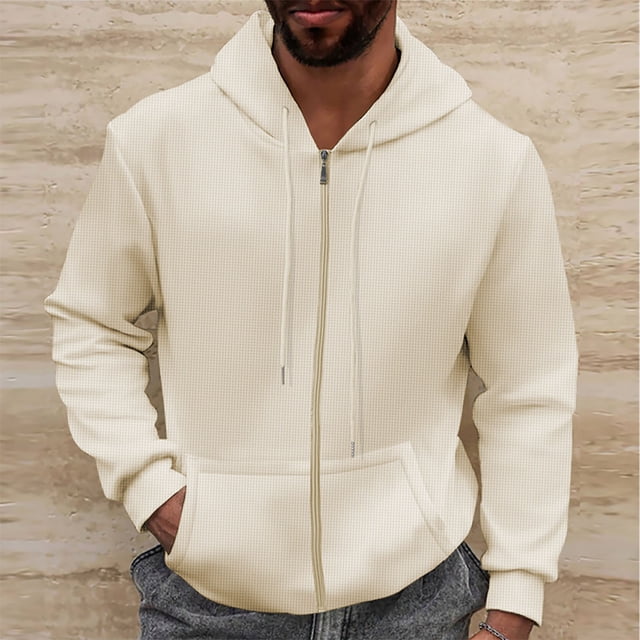 LOVZFMLL Jackets for Men's Solid Color Hooded Cardigan Loose Casual Sports Zipper Sweatshirt Jacket