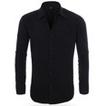 thumbnail image 3 of XDZJLR Men Shirt Business Casual Pure Color Lapel Long Sleeve Tee, 3 of 3