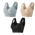 thumbnail image 1 of Timegard Bras for Women Plus Size Wirefree Flower Lace Back Smoothing Comfortable Full-Support Bralette, 1 of 5