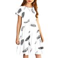 thumbnail image 4 of Soldes de Liquidation Aujourd'hui Offres Iumwxz Robe Décontractée Trapèze Robe Tunique pour Adolescentes Robes Col Rond Mignonne à Motif Robe à Manches Courtes pour Filles Robes Ravissantes pour Fête 4-14a, 4 of 7