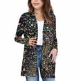 thumbnail image 2 of MKOSPLRT Cardigan Sweaters for Girl Boy 5-14Y Open Front Long Sleeve Saprkly Cardigans Funny Sequined Print Jacket with Pokcet, 2 of 7