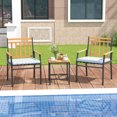 thumbnail image 4 of Costway Ensemble de Mobilier d'Extérieur 3 Pcs avec Table à Café Cadre en Métal Robuste pour Balcon, 4 of 10