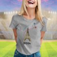 thumbnail image 2 of TINZ T-Shirt pour Femme Été Haut à Manches Courtes Col Rond Haut à Motif Haut Décontracté Chandails de Football pour Dames Chandails d'Été pour Femmes T-Shirt à Manches Courtes, 2 of 4