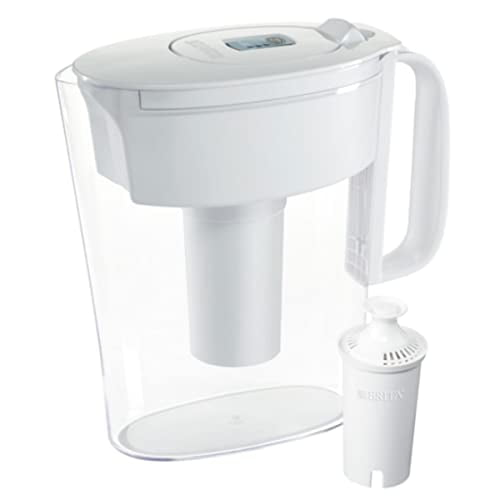 Brita Small 6 Cup Water Filter Pitcher with 1 Brita Standard Filter, Made Without BPA, Metro, White