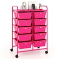 thumbnail image 1 of Costway 10-Drawer Storage Cart Utility Rolling Trolley Kitchen Organizer Hot Pink, 1 of 9
