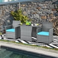 thumbnail image 3 of Costway 3PCS Patio Rattan Furniture Set Cushioned Sofa Armrest  Turquoise, 3 of 10