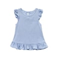 thumbnail image 1 of LLYWEY Toddler Girls Ruffle Tops, Baby Girl Linen Ruffles Hem Sleeveless T-Shirts, Kids Solid Color Keyhole Back Summer Round Neck Sleeveless Loose Casual Blouses Shirts, Style-T-12, Light Blue, 3T, 1 of 9