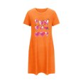 thumbnail image 5 of Chemises de Nuit pour Femmes Grande Taille Robes de Nuit pour Femmes Robe de Nuit à Imprimé Cœur Manches Courtes Col Rond Chemise de Nuit Confort Robe de Pyjama Tenue de Nuit T-Shirt Tenue d'Intérieur Robe de Maison Orange P, 5 of 5