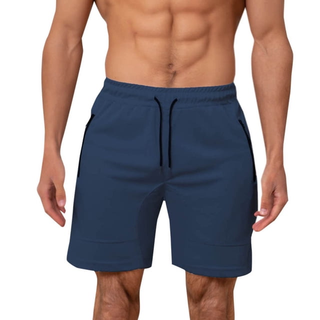 Plebaso Men's Athletic Shorts Casual Drawstring Quick Dry Running Shorts Lightweight with Zipper Pockets