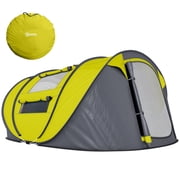 Outsunny 4 Person Camping Tent Automatic Pop Up Tent with Carry Bag Doors