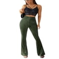 thumbnail image 4 of Women‘s Bootcut Yoga Pants Tummy Control Workout Bootleg Velvet Lounge Active Trouser Sweatpants, 4 of 6