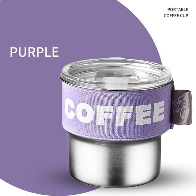 Glass&Bottle Insulated Coffee Cup 400ML with Lid Stainless Steel Travel Mug Leak Proof -Spill Inner Elastic Sleeve for Home Car