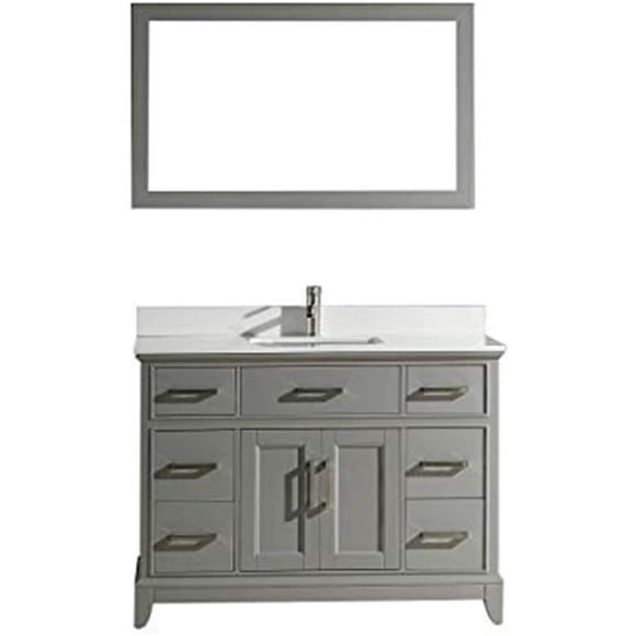 Vanity Art 48" Single Sink Bathroom Vanity Set with Engineered Marble Top and Free Mirror