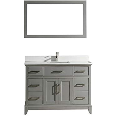 Vanity Art 48" Single Sink Bathroom Vanity Set with Engineered Marble Top and Free Mirror