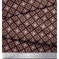 thumbnail image 3 of Soimoi Brown Poly Georgette Fabric Aster & Roses Damask Print Sewing Fabric Yard 42 Inch Wide, 3 of 5