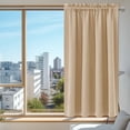 thumbnail image 1 of LSLJS Blackout Curtains for Bedroom and Living Room, Thermal Insulated Room Darkening Curtains, Energy Saving Scandinavian Solid Color Silk Curtains (Beige, 38" Width x 84" Length Each Panel), 1 of 4