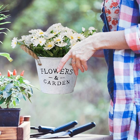 RXIRUCGD Outdoor Flower Pots Metal Bucket Flower Pots Iron Milk Can Vase Iron Water Can Vase Metal Vase Retro Village Flower Bucket French Bucket Flower Pot