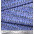 thumbnail image 2 of Soimoi Blue Silk Fabric Flower & Rabbit Folk Art Print Fabric by the Yard 42 Inch Wide, 2 of 5