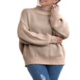thumbnail image 1 of Pull à Col Roulé à Manches Longues Automne Hiver Femmes Pull en Tricot en Vrac Chunky, 1 of 7