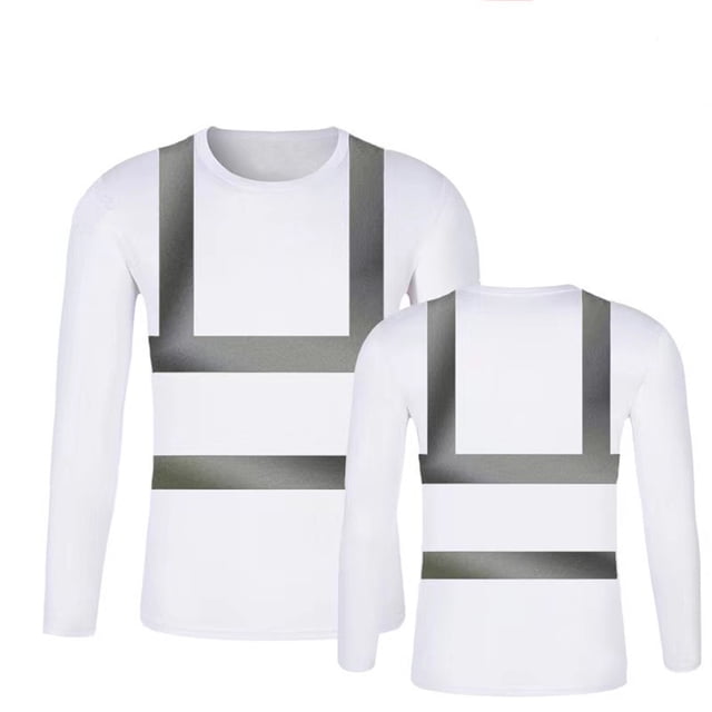 Men's High Visibility Reflective Long - Sleeve Mesh T - Shirt, 95% Polyester 5% Spandex, Sizes S - XXXL