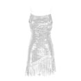 thumbnail image 4 of Tumotour Robes d'Invité de Mariage pour Femmes Été Camisole Formelle Longueur Genou Paillettes Robes Brillantes Bretelles Spaghetti Col Rond Robes de Fête Mini Robe pour Sortir Boîte de Nuit Rendez-Vous Festivals, 4 of 5