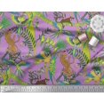 thumbnail image 3 of Soimoi Polyester Crepe Fabric Branches,Parrot & Leopard Jungle Fabric Prints by Yard 52 Inch Wide, 3 of 3