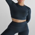 thumbnail image 3 of Ladies‘ Thumb Hole Long Sleeve Yoga Shirt with Cropped Design for Workouts, 3 of 6