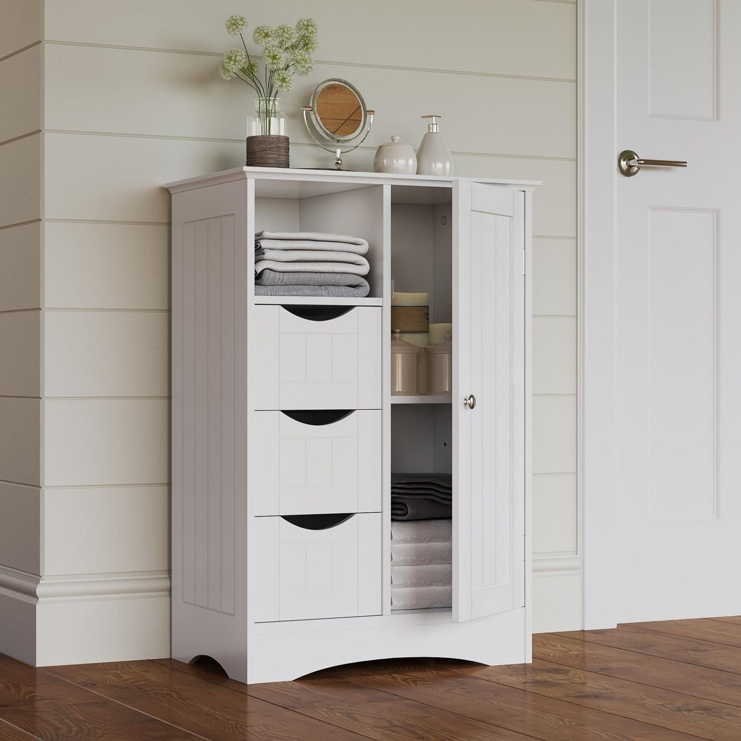Ashland Collection Maison RiverRidge® Armoire à linge, 22,05 po. (larg) x 32,13 po. (haut) x 13,39 po. (prof), blanc