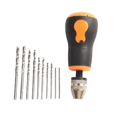 Perceuse à Main Portable Mini + 10 Pcs Perceuses 0.5-3,2mm Outil DIY