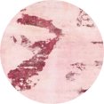 thumbnail image 1 of Ahgly Tapis Rond Abstrait Rouge Clair Rose Lavable en Machine, 5 Pieds Rond, 1 of 7