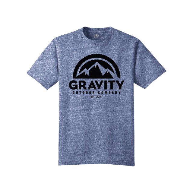 Gravity Outdoor Co. Tri-Blend Crewneck T-Shirt - Black Logo - Navy Heather - L